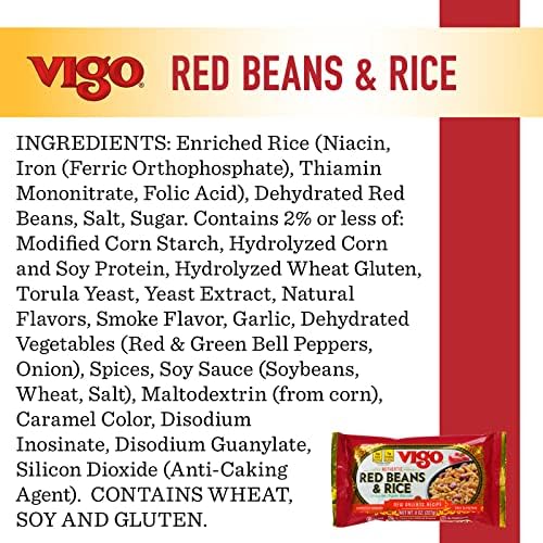 Vigo Authentic Red Beans & Rice, Low Fat, 8oz (Red Beans & Rice, Pack of 12)