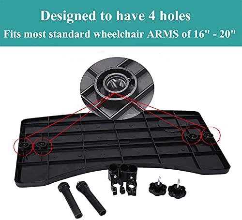Wheelchair Tray, Detachable Wheelchair Table Removable Adult,Mobility Accessory Attachment Cup Holder Durable, Wheelchair Accessories,Fits Wheelchair Arms of 16" - 20", with Secure Straps