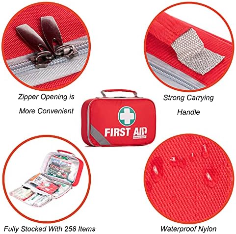 General Medi 2-in-1 First Aid Kit (215 Piece Set) + 43 Piece Mini First Aid Kit -Includes Ice(Cold) Pack, Moleskin Pad and Emergency Blanket for Travel, Home, Office, Car, Workplace