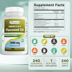 Best Naturals Flaxseed Oil 1000 mg 240 Softgels - Omega-3-6-9 for Heart Health