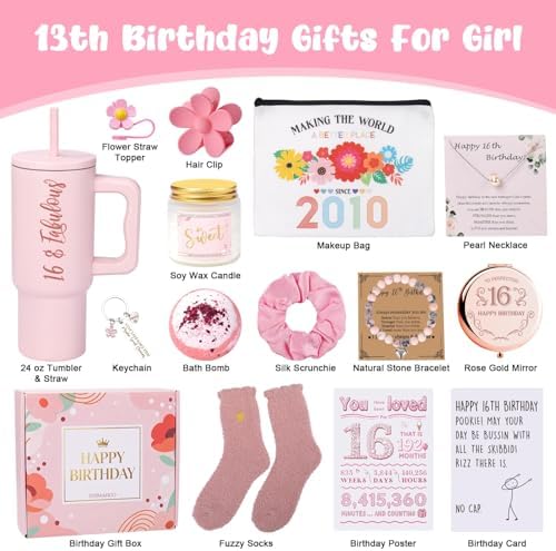 Ithmahco Sweet 16 Gifts for Girls, 16 Year Old Girl Birthday Gift Ideas, 16th Birthday Gifts for Girls, Sweet Sixteen Gift for Girl Daughter Niece Granddaughter, 16th Bday Spa Baskets Present for Her
