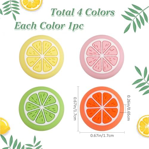 GORGECRAFT 4 Colors Silicone Thumb Grip Caps Cute Kawaii Soft Round Lemon Thumbstick Joystick Rocker Button Cover Replacement Compatible with Switch 1.7x1.7cm
