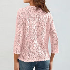 Spring Cardigans for Women 2026 Lightweight 3/4 Sleeve Crochet Lace Cardigan Dressy Casual Open Front Bolero Shrug
