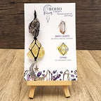 BOHO GARDEN Hanging Car Charm - Smoky Quartz & Citrine - Dangling Moon, Healing Crystal Accessories, Rearview Mirror Decorations ÐGrounding, Cleansing, Protection, Joy, Abundance, Clarity, Energy