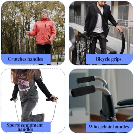 Newberger Offset Grip Replacement, 4-Pack - Foam Handle Grips compatible with 19mm Walking Canes, Cane & Bicycle Handlebars