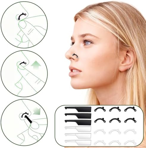 6Pairs Nose Lifter, Nose Shaper, Noses Up Lifting Shaping Clip, Noses Job Insert for Rhinoplasty Shaping, No Pain Invisible Shaper Tool Straightening Beauty Kit Women Men (Black + Transparent)
