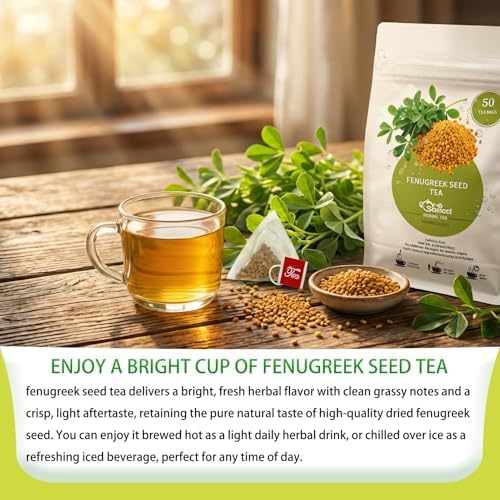 Samcci - Fenugreek Seed Tea Bags, 50 Teabags, 3g/bag - Natural Healthy Fenugreek Methi Seeds Herbal Tea - Non-GMO - Caffeine-free - Support Digestion & Improve Heart Health