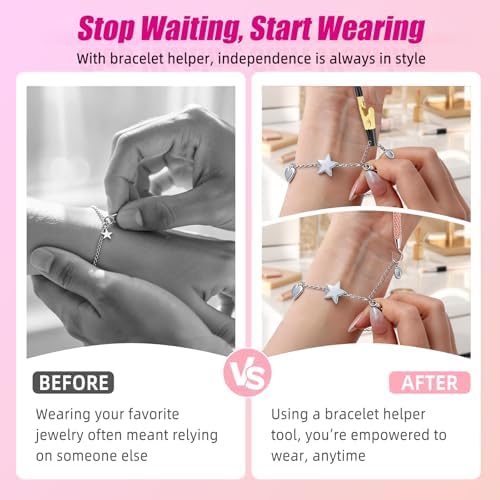 2 Pcs Bracelet Helper Tool, Portable Bracelet Assistance Tool Easy to Put on Yourself, Jewelry Clasp Helper for Bracelet, Necklace, Zippers & Crafts – Long Nails & Jewelry Wearing Aid