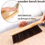 2 Pieces Woooden Dust Brush Hand Broom Bench Brush with Long Wood Handle Whisk Broom Soft Bristle Brush for Counter Bed Sofa Car Fireplace Clothes Household Cleaning (Brown)