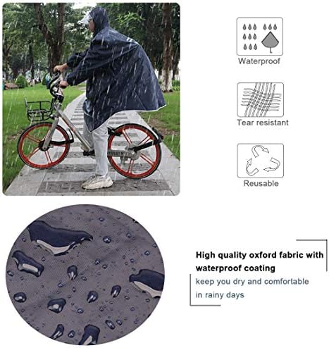 KRATARC Outdoor Rain Poncho Reflective Waterproof Raincoat Camping Hiking Cycling with Hood for Men Women Adult