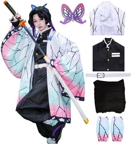 Buyoem Anime Cosplay Costume for Adult Robe Cloak Halloween Kimono Costume Set with Wig