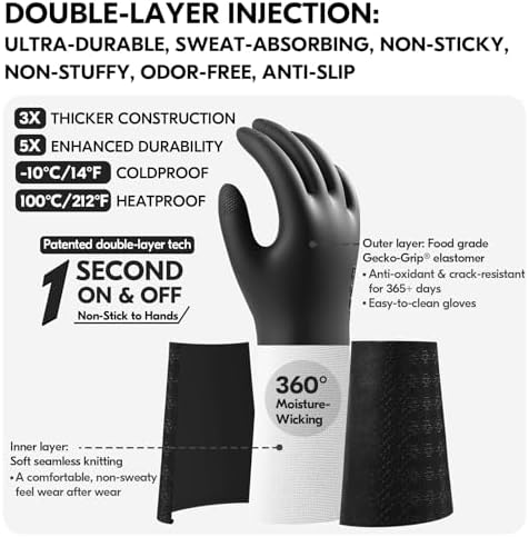 Vgo... Men's Chemical Resistant Gloves,Reusable Lined Work Gloves,Heavy-Duty Industrial Work,Infused with Fresh Rich Aromas