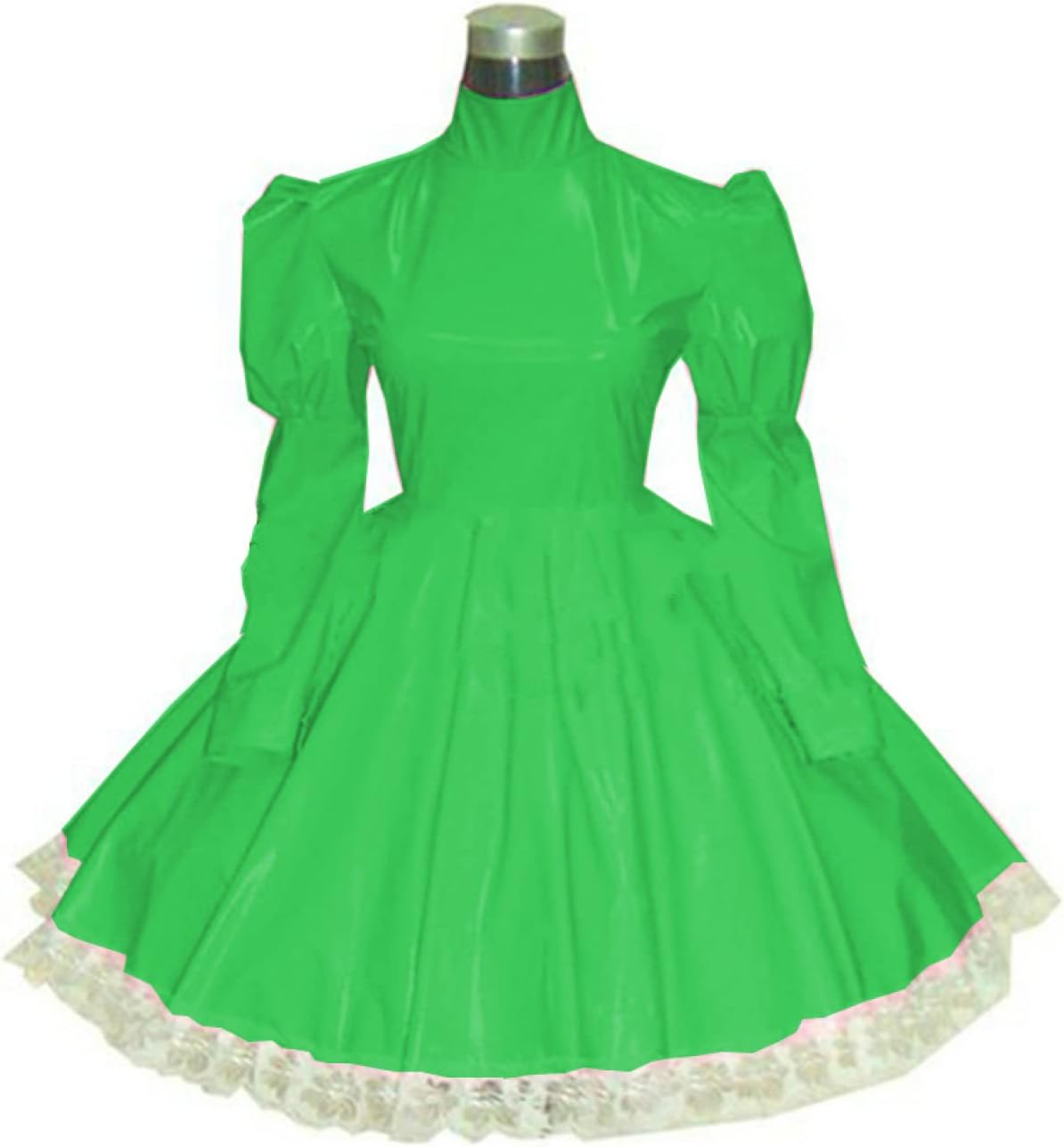 Plus Size Bridesmaid Dress Long Sleeve Maid Dress Cute Cosplay Costumes Vinyl Dresses Candy Color Lace 7XL Women Dresses,Green,XXXL