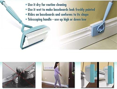 Extendable Telescopic Pole Broom Brush with Dust Catcher Duster and Microfibre Cloth - Ideal for Cleaning Skirting Boards and Baseboards - Convenient Cleaning Tool