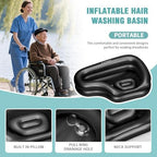 Inflatable Portable Shampoo Bowl,Hair Washing Bowl with Drain Hose & Neck Support, PVC Inflatable Shampoo Bowl for Bedridden Patients, Disabled, Seniors, Kids, Home Care