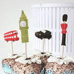 Flairs New York Happy Birthday Decorations Cup Cake Toppers Party Props (Pack of 24 Cup Cake Toppers, London Theme)