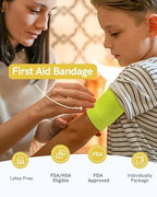 FriCARE Self Adhesive Bandage Wrap, Medical Tape in First Aid Kit, Cohesive Bandages for Wounds Sport Vet, 2 Inches X 5 Yards 6 Rolls, Fluorescent Yellow