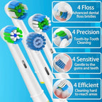 Qitizu Replacement Heads Compatible with Oral B Braun Electric Toothbrush, Replacement Toothbrush Heads Fit for Oral-b Pro 1000/7500/3000/7000/8000/500, 16 Packs (White)