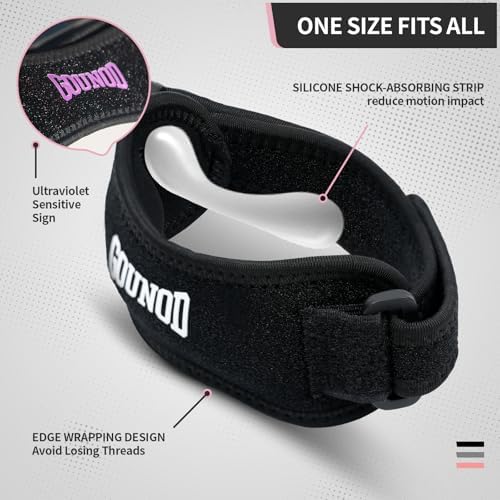 GOUNOD Patellar Tendon Support Strap 2 Pack,Knee Strap for Knee Pain Relief,Patella Band for Basketball, Jumpers Knee, Tendonitis, Running, Hiking, Soccer, Osgood Schlatter(Pink)