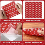 Honoson Cocktail Guest Napkins Paper Disposable Beverage Dinner Napkins Hand Towel for Holiday Birthday Party Supplies Favors Table Decoration(100 Pcs,Christmas Candy Cane)