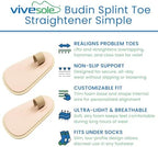VIVEsole Budin Splint Toe Straightener (Pair) - Hammer Toe Corrector for Women, Men - Crooked Toe, Joint Realign Cushion Brace for Claw, Curled Toes - Metatarsal Support Loop Guard Alignment Wrap