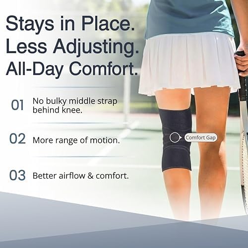 Knee Brace Meniscus Tear Support For Arthritis Acl, Mcl Pain Patented 4-way Adjustable Wraparound Strap Dual Side Stabilizer For Patella Stability Size [medium]