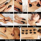 Black Lava Hot Stone Massage Set - Large Oval Stones 3” x 2.2“x 1.1” - Natural Basalt Massage Stones for Relaxation, Spa, Beauty, Salon, and Professional Massage Stone
