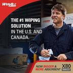 WypAll PowerClean X80 Cloths Heavy Duty Wipes (41055), Jumbo, Extended Use Towels, Red (1 Roll of 455 Sheets, 455 Sheet Total)