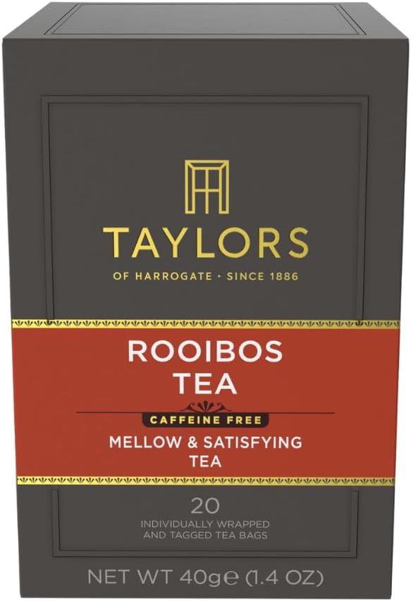 Taylors of Harrogate Rooibos Tea, Individually Wrapped Bags, 20 Count (Pack of 1), Mellow, Malty, and Slightly Honeyed, Caffeine-Free, Enjoy Hot or Iced, 20 Teabags