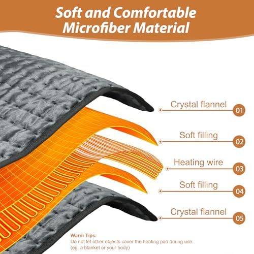 Electric Heating pad for Back Neck Shoulder Knee Arms Legs- Electric Heat Pads with 6 Heat Settings & Auto Shut Off &Dry/Moist Heat Heating Pad for Birthday Mother Father Girl Men Women