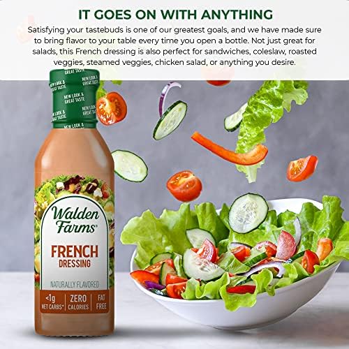 Walden Farms French Dressing 12 oz Bottle (3 Pack) - Fresh and Delicious, 1g Net Carbs Condiment, Kosher Certified - Great on Salads, Chicken, Sandwiches, Vegetables and More