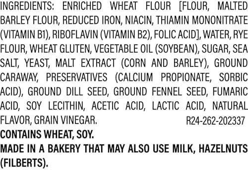 Beefsteak No Seeds Rye Bread, Plain Rye Bread, 18 oz Bag