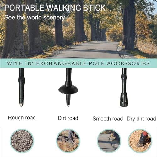 Walking Cane-Foldable, Adjustable,Collapsible Walking Canes for Men&Women,Heavy Duty All Terrain Tip,with Travel Bag-Walking Sticks for Seniors&Adults[Black] Trekking Poles Hiking Walking Stick