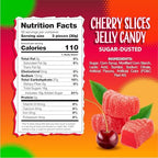 Cherry Slices Jelly Candy | 2 Pound Bag | Soft Sugar Dusted Fruit Slices with Classic Cherry Flavor | Fruit Jellies for Holiday Candy Buffets, Decoration, and Party Favors