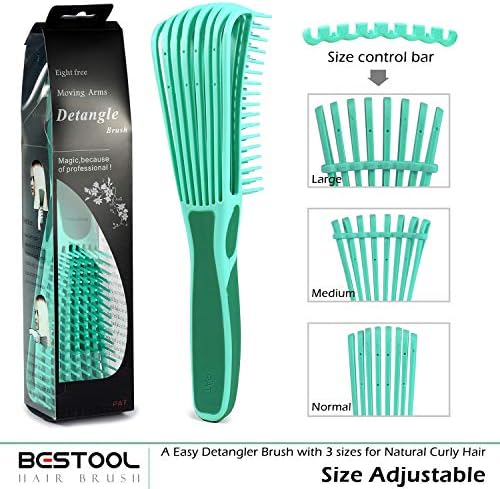 BESTOOL Detangling Brush for Black Natural Hair, Curly Hair Afro 3/4abc Texture - Faster and Easier Detangle Wet or Dry With No Pain (Green)