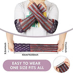 Geyoga 6 Pairs American Flag Arm Sleeves for Men UV Protection Patriotic USA Flag Cooling Arm Covers Sun Protector Sleeves for Football Youth Guards Unisex Sports Basketball Cycling Motorcycle