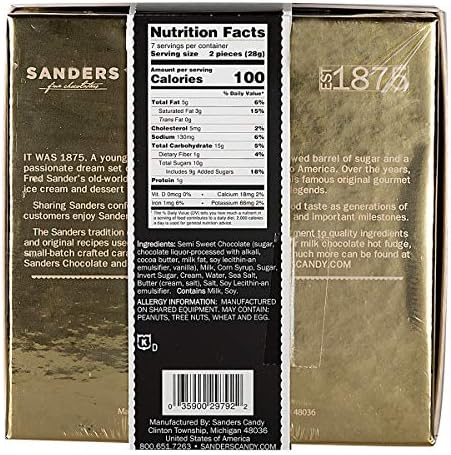 Sanders Boulevard Dark Chocolate Sea Salt Caramels Gold, Chocolate Gift Box, 14 Pieces, 7 Ounce (14 Piece)
