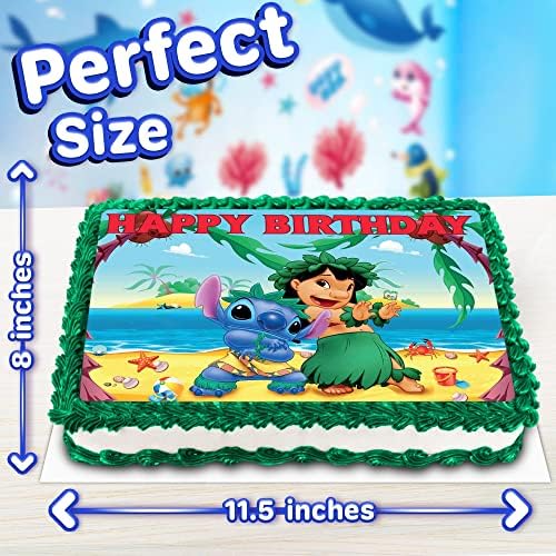 8.3 x 11.7 Inch Edible Square Cake Toppers – Lilo Kids Fun Themed Birthday Party Collection of Edible Cake Decorations
