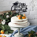 Onto The Next Chapter Cake Topper, Adventure Awaits/The Beginning of A New Chapter, 2026 Graduation Party Decorations Supplies for Boys Girls, Black Glitter