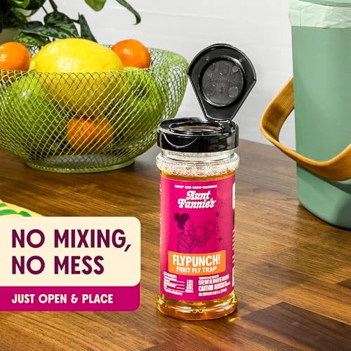 Aunt Fannie's FlyPunch Fruit Fly Trap for Indoor and Kitchen Use, Ready to Use, Made with Plant Based Ingredients, Safe Near Food, Each Bottle Lasts Up to 30 Days, Pack of 1
