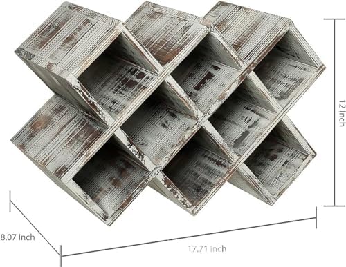 NIBHZ Wooden Wine Rack Desktop Simple Diamond Lattice Wine Display Storage Rack Household Small Wine Cabinet Solid Wood Wine Rack,Grey