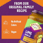 Patak’s Medium Lime Pickle - Authentic Indian Relish w/Lime Dices, Mustard Seeds & Aromatic Spices - Perfect for Sandwiches, Curries & Cold Meats - Indian Pickle - 10oz Jar (Pack of 1)