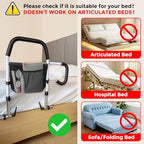 Bed Rails for Elderly Adults Safety, Foldable Bed Guard Rails, Assist Bar for Seniors Fit King/Queen/Full/Twin Size, Gifts for Seniors, Adjustable Heights & Storage Pocket
