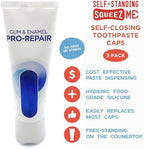 Chrome Cherry SqueezMe Self-Closing Toothpaste Caps, Silicone Lid for Kids & Adults, No Mess Toothpaste Dispenser, Easy Squeezer Cap for Tubes, Bathroom Accessory, Self-Standing Mix, Pack of 3