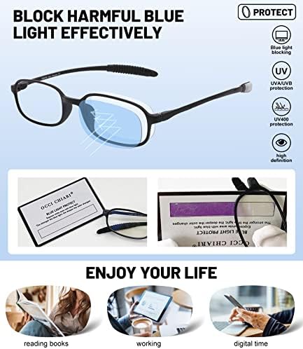 OCCI CHIARI 4 Pack Computer Reading Glasses Blue Light Blocking Lightweight Readers Women 1.0 1.25 1.5 1.75 2.0 2.25 2.5 2.75 3.0 3.5 4.0 (Black, 2.50)