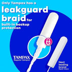 Tampax Pearl Tampons for Women, with LeakGuard Braid, Regular Absorbency, Unscented, 50 Count