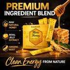 BoldGold Mens Honey, Royal Jelly and Ginseng Blend, Extra Strength, No Added Sugar, 24 Sachets, 18g Each