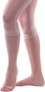 Allegro 20-30mmHg Essential 19 Sheer Support Open Toe Compression Sock - Unisex, Open Toe, Knee High Support Stockings