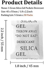 Silica Gel Packets, 50PCS 5 Gram Premium Transparent Desiccant Packs for Storage, Moisture Absorbers for Control Absorbing, Desiccant Dehumidifiers Bags for Electronics, Clothes Shoes, Jewelry, Spices