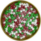 Dynastang 10mm Red & Green & White Stars Sprinkles Edible Stars Cake Decorating Stars Cake Decorations Cupcake Toppers Cookie Decorating Perfect for Cakes, Cupcakes, Desserts Toppings 3OZ